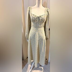 Astr Long Sleeve Dress in Yellow and Blue Floral